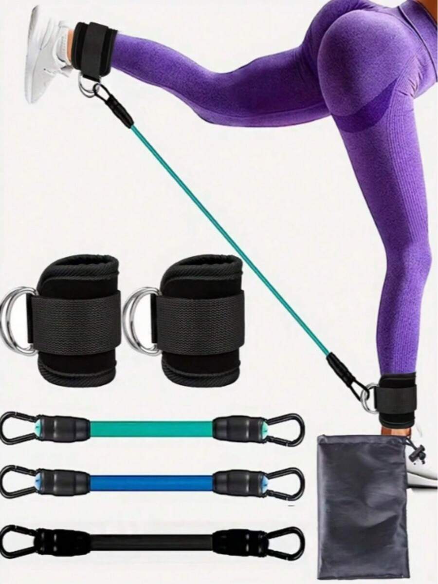 1 Set Ankle Strap Resistance Bands, Gym Weighted Leg Training Straps, Hip Trainer, Fitness Ankle Cuffs - Multicolor - View 1