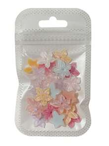 30pcs Mixed Mini Ice Crystal Glitter Flower Nail Art Charms,3D Soft Carved Pink Blue Purple Five Petal Nail Rhinestones,DIY Summer Colorful Cherry Blossoms Nail Decor - Multicolor - View 10