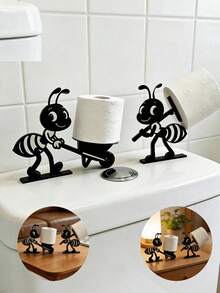 1pc 3D Printed Ant Shaped Toilet Paper Holder, Creative Cartoon Animal Bathroom Tissue Dispenser, Durable Material, Bathroom, Kitchen, Desktop Multi-Functional Paper Towel Storage Rack, Unique Ant Design Decor - Multicolor - View 3