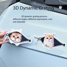 Car Stickers, Cartoon/Anime, Cute, Zipper, Cat, Playful, Luggage, Computer, Electric Motorcycle, Car Body Scratch Stickers, Decoration - Time Cat Stickers - View 4
