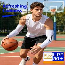 UPF50+UV Resistant Men's Cool Ice Sleeves, Reflective Night Visible Ice Silk Arm Protection, Breathable Sun Protection Arm Cover, Suitable For Cycling, Running, Driving, Fishing, And Hiking - Black - Highlighter - View 3