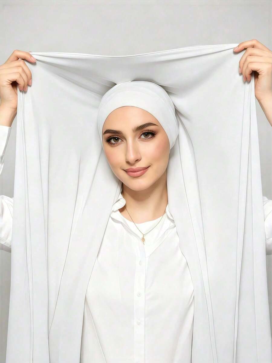 1pc 3 In 1 Instant Chiffon Hijab With Built-In Magnets And Undercap/All-In-One Instant Hijab--No Pins, Slip-Free Fit, Easy Wear In Seconds.
