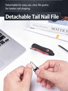 1PC/2-In-1 360° Rotating Nail Clipper, Compact Lightweight Stainless Steel Nail Scissors, Plastic Non-Slip Nail Cutter, Rotating Blade Head For Adjustable Angle, Tail With Nail File And Hole For Keychain, Portable Manicure Tool - Multicolor - View 4