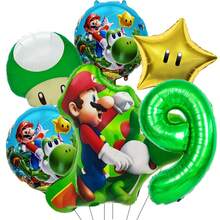 6pcs Kids Birthday Party Home Background Decoration Cartoon Super Brothers Game Aluminum Foil Balloons - Multicolor - View 15