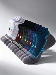 6 Pairs Men's Low-Cut Running Socks, Thin Fit To Foot Shape, Suitable For Daily Jogging And Fitness Sports - Multicolor - View 1