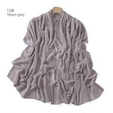 1 Piece Solid Color Chiffon Hijab Scarf With Sparkling Rhinestones, Elegant And Simple, With Synthetic Rhinestones, For Outdoor Sun Protection, For Women, For Dress - Beige - View 1