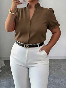 Women Blouses & Shirts - Camel - View 1