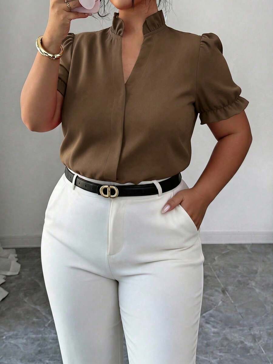 Women Blouses & Shirts - Camel - View 1