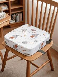 1pc Portable Kids Booster Seat Cushion, Cartoon Print Thick Toddler Dining Booster Seat Pad With Anti-Slip Straps, Soft Thickened Printed Chair Pad, Suitable For Dining And Learning Desk - Multicolor - View 11