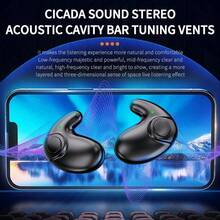 Ultra-Compact Mini Sleep Bluetooth Earbuds, Black Anti-Glare Touch Wireless Earphones, Dual Microphone, LED Battery Display, USB-C Charging Case, Noise Cancellation, 200mAh Battery, Ultra-Long Battery Life, Ideal Gift For Birthday And Anniversary - View 7
