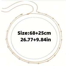 GARMEND 1套2件裝 時尚辣妹風細金鏈小金珠腰鍊，性感身體鏈，適合女性日常配戴 - 金色 - 查看 3