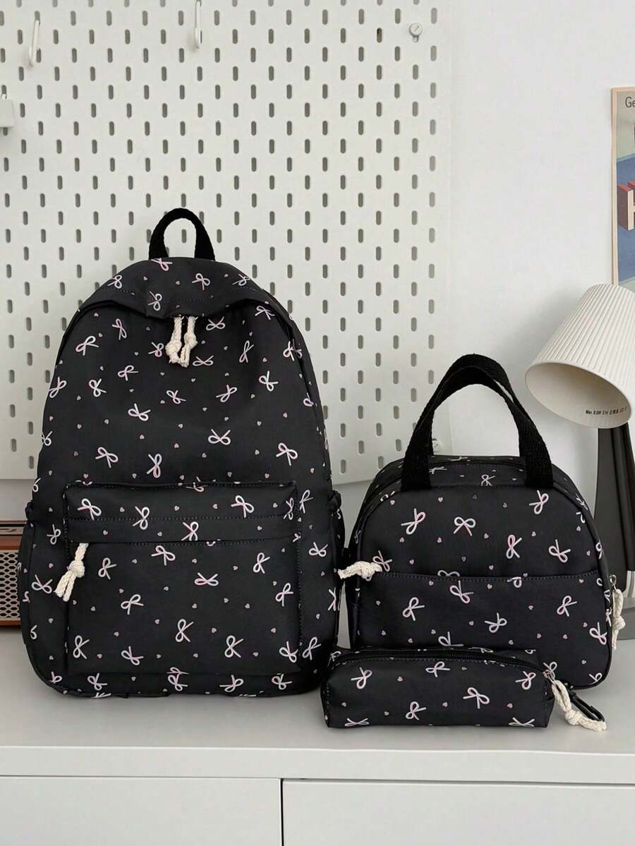 Bolso versátil de moda para mujer con estampado floral pequeño, combinación de mochila doble, mochila escolar para estudiantes - Marrón - Ver 1