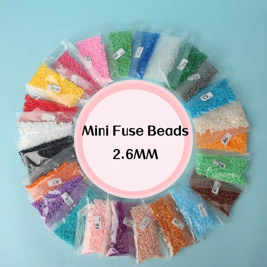 1000pcs/Bag 221 Colors Mini Fuse Beads Perler Hama Bead Handicraft Making Pixel Art DIY High Quality Handmade Gift Rich Color Selection Creative Handmade Projects DIY Craft Melting Beads For Jewelry Making - Multicolor - View 1