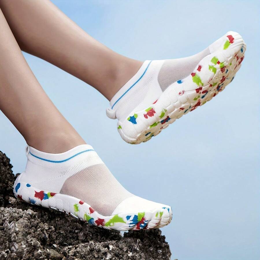 Women's Beach Shoes, Elastic, Quick-Drying, Breathable Fabric, Soft EVA Sole, Ideal For Yoga, Swimming, Water Activities And All Seasons. - 白色 - 查看 1