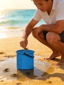 1/3pcs Foldable Water Bucket, Portable Beach Folding Bucket, Small Colorful Fishing Bucket, Lightweight Collapsible Water Bucket, Practical Folding Water Container, Suitable For Painting, Camping, Fishing, Beach, Garden, Pool, Hawaii Party, Beach Party - A - View 7