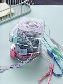 1pc Mini Soft Tape Measure With Portable Retractable Locking Mechanism, Clear Cm/Inch Scale, Suitable For Sewing, Home Use, Waist, Chest And Height Measurement, Durable And Easy To Store - Transparent - View 3