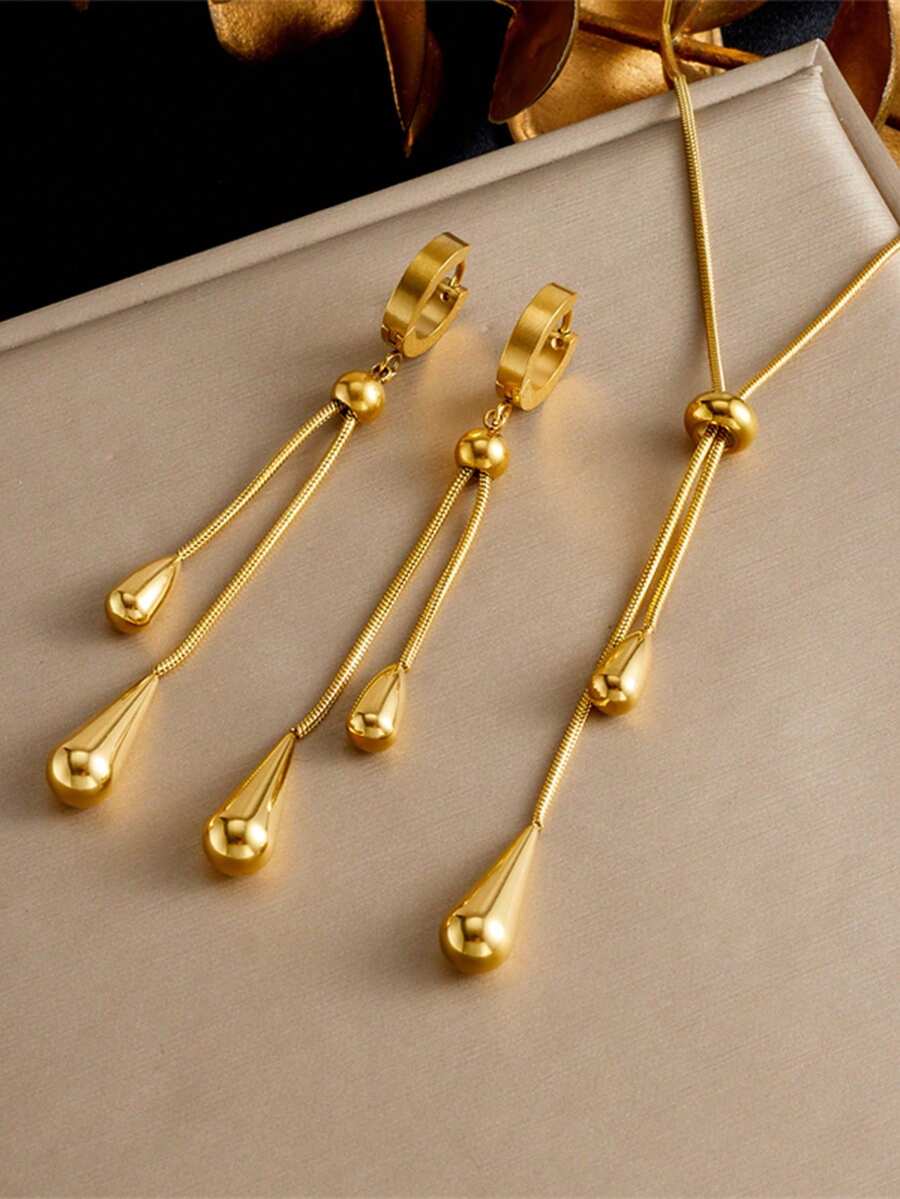Collar de Clavícula de Acero de Titanio Impermeable, Viral y de Gran para Mujeres en Todas las Temporadas - Oro - Ver 1