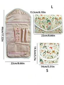 3D Butterfly & Floral Print Travel Jewelry Organizer Bag, Multi-Compartment Zippered Portable Flap Pouch For Necklaces, Earrings, Rings And Accessories, Suitable For Business Trips, Travel And Home - Multicolor - View 12