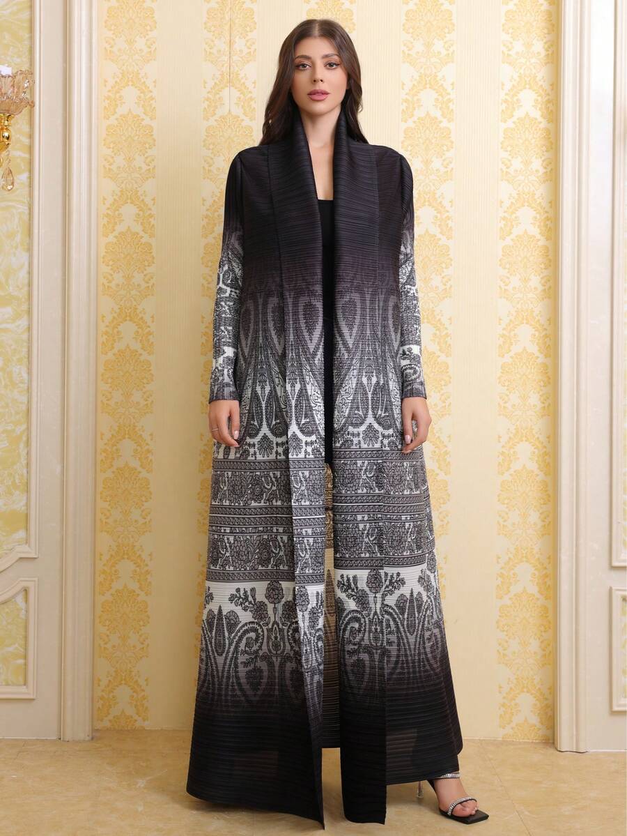 Middle Eastern Gradient Print Dubai Style Elegant Arabic Abaya