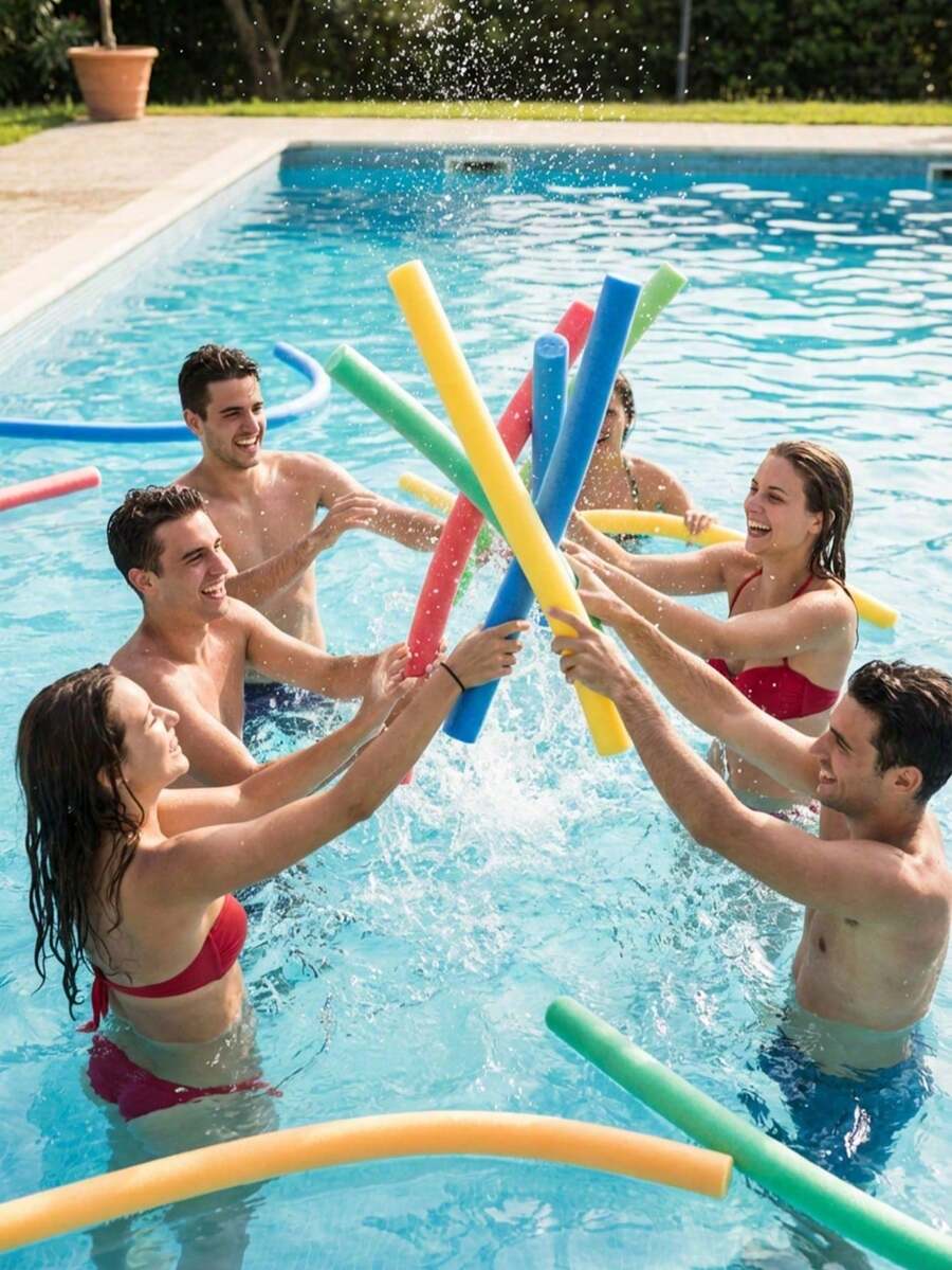 6pcs/1pc Multicolor Foam Pool Floats, Hard Foam Pool Floats, Beach Toy Soft Float Sticks, Flexible Float Sticks, Swimming, Floating And Creating Pool Party Atmosphere, Pool Party, Adult Pool, Pool Accessories, Beach Essentials, Adults Only