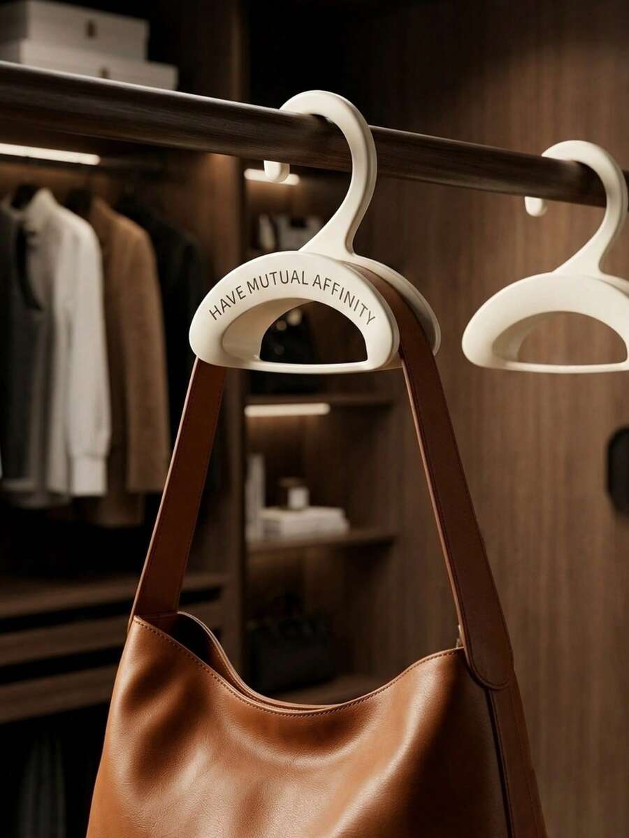 1/2/4pcs Beige Arch-Shaped Handbag Hooks, Wall-Mounted Storage Rack, Suitable For Bags, Hats, Scarves, Belts, Ties, Space-Saving Closet Organizer, Entryway Decor, Durable ABS Plastic, Ideal For Bedroom Wardrobe