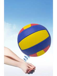 1pc PU Adult Sports Volleyball, Youth Student Training, Beach, Grass, Concrete Ground Red Yellow Blue Multi-Color Volleyball - Multicolor - View 6