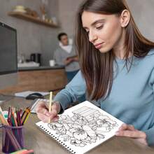 Tlenpo 3pcs/1set, Adult Coloring Book With Flower, Animal, Street Scene Patterns - 1 Book With 30 Pages, 11.2 X 8.3 Inches, For Stress Relief, Anxiety And Other Emotions, Holiday Gift, Back To School Gift, Christmas Gift, Halloween Gift, Perfect Choice For Many Holiday Gifts (Accessories Not Included) - B - View 7