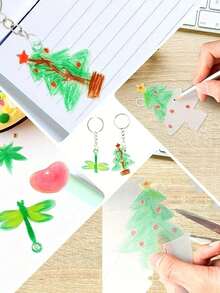 1/5/10/15pcs Heat Shrink Plastic Sheets, Translucent Blank Shrink Art Film, Suitable For DIY Room Decoration, Handmade Accessories, Floral Pattern, Smooth Texture, Creative Artist, Keychain Making, Decorative Paper - Multicolor - View 5