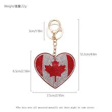 Rhinestone Inlaid National Flag Heart-Shaped Keychain, Heart-Shaped Rhinestone Bag Pendant, Suitable For Car Decoration, Men's Gift, Birthday Gift, Women's Gift, Graduation Gift, Creative Gift - Multicolor - View 2