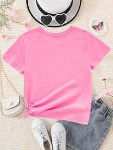 Girl's T-Shirt With The Print Of The Phrase "There's No Dad Like The One I Have", Modern, Novel, Comfortable And Versatile. - 酒紅色 - 查看 3
