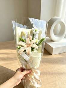 手工毛絨鬱金香與百合花束，馬卡龍色迷你包裝花禮，韓系美學攝影道具，生日與情人節禮物 - 彩色 - 查看 9