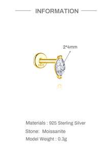 1件莫桑石耳釘 中性款 0.03-0.3CT S925純銀 低過敏耳環 婚禮珠寶 D色 VVS1淨度 - 金色 - 查看 12
