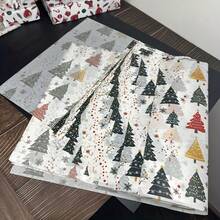 10/30/50 Sheets Christmas Tissue Wrapping Paper With Tree, Snowflake, Firework Patterns, Box Filler, Party Decor, Xmas Decoration, Gift Wrapping Supplies, Holiday Decorations, Festive Design, Decorative Wrapping - View 2