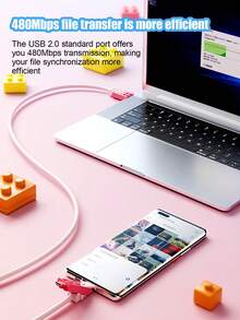 Kabel Pengisian Daya Ultra Cepat 240W (MAX) Gaya Blok Bangunan, Kabel Data Pengisian Cepat 4-in-1 dengan Tampilan Premium, Kompatibel dengan Seri 14-17, Seri Pro, Pro Max, Dapat Digunakan dengan Pengisi Daya Portabel, Cocok untuk iPhone 17/16/15/14/13/12/11/S24/S23/S22/S21 dan Model Lainnya - MultiWarna - View 8