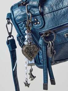 1Pc Vintage Heart-Shaped Pendant Key Chain/Can Be Matched With Car Key Accessories/Bag Accessories Key Chain/Birthday Gift For Friends And Mothers - Multicolor - View 7