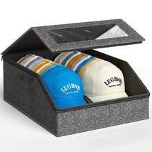 Sturdy Baseball Cap Storage Box, Holds 24 Hats, Transparent Hat Organizer, Suitable For Closet And Bedroom, Large Hat Box With Cardboard Lining - Multicolor - View 7