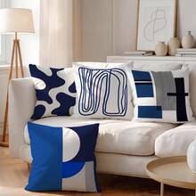 4pcs/1pc Nordic Style Geometric Pattern Pillow Covers, Single-Sided Printed Pillow Covers, Suitable For Living Room, Bedroom, Home Decor, All Season Pillow Covers - Multicolor - View 2