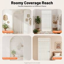 Boho Woven Curtain Window & Closet Doorway Curtain With Wooden Rings – 3.94*6.4ft Long Wedding Backdrop, Bohemian White Yarn Cotton For Bedroom Living Room Aesthetic Decor - Woven - View 5