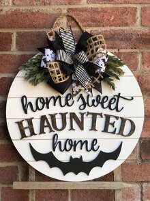 3D Halloween Door Hangings, Sweet Haunted House Signs, Bat Front Door Decorations, Halloween Wreaths, Porch Decorations, Halloween Signs, Bat-Themed Gifts - Bat Wreath - View 5