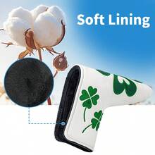 1pc Lucky Clover Blade Putter Headcover - White & Green Heart-Shaped Four-Leaf Clover Design, Premium PU Material, Suitable For Blade Putter Golf Putter Headcover, Durable And Weather-Resistant Golf Club Accessory, With Soft Lining Protection - Multicolor - View 7