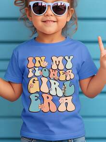 Camiseta de cuello redondo para mujer con estampado de letras coloridas y diseño de flor, dulce, versátil y casual. - Amarillo - Ver 10