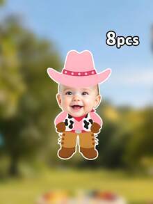 Custom Baby Photo Cowboy Cowgirl Garland Banner,Western Cow Rodeo Bunting,My First Rodeo/First Birthday/Baby Shower Party Decor Banner,Wild West Decor - Multicolor - View 12