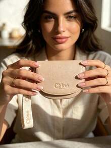 Chloé Minimalist Mini Handheld Cosmetic Bag Lightweight PU Leather Zipper Closure Simple Portable Storage Case Delicate Daily Small Gift For Women CHLOE-GIFT-11 - Baby Pink - View 2