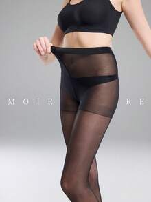 MOIRÉALLURE 1件裝 素色日常基本款緊身褲 - 黑色 - 查看 8