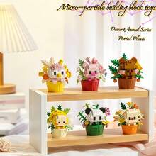 Micro Particle Building Blocks Dessert Pet Potted Plant Set, Red Panda Capybara Bear DIY Assembly Decor, Educational Healing Desktop Ornament, Student Birthday Gift Party Favor, Suitable For Children Building Block Collection Enthusiasts - 彩色 - 查看 9