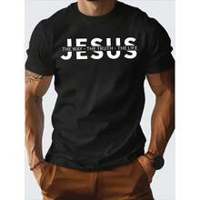 Men3;S Christian Faith T-Shirt - Navy Blue Jesus 34;The Way The Truth The Life34; Pri - Black - View 1