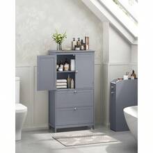 Bathroom Cabinet, Bathroom Cupboard, Kitchen Cabinet, With 4 Doors, Adjustable Shelves, 30 X 60 X 110 Cm, White MBBC552P31 - 駝色 - 查看 7