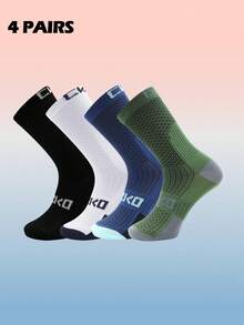 4 Pairs Unisex Sports Cycling Socks, Suitable For Cycling, Running, Hiking, Gym, Tennis, Golf, Work. - Multicolor - View 7