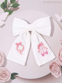 1件女孩 A-Z 26字母白色與粉色布藝蝴蝶結髮夾，字母刺繡髮夾，優雅髮夾，適合花朵裝飾，兒童日常穿著，婚禮派對禮物 - 彩色 - 查看 29