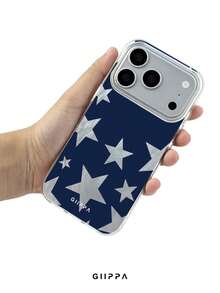 GIIPPA 1 Stück Feder-Tüll-Basis mit blauem und weißem Sternmuster-Design, Handyhülle für iPhone 17 Pro Max, kompatibel mit iPhone 16 Pro Max, 15 Pro Max, 14 Pro Max, koreanischer Stil High-End-Mode lustige Handyhülle, kompatibel mit 11/12/13/14/15/16 Pro Max Plus, elegantes Design geeignet für Männer und Frauen, perfektes Geschenk für Freundin zu Weihnachten, Valentinstag, Ostern, Hochzeitssaison und Geburtstag! - Verschiedenfarbig - Übersicht 4